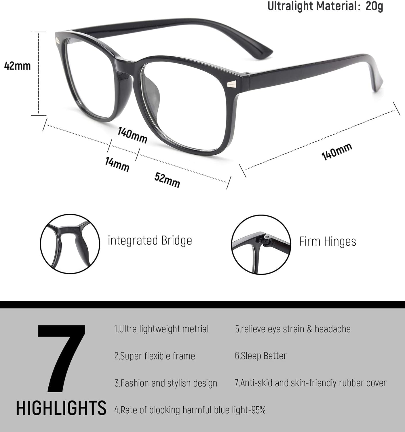 Blue Light Blocking Glasses for Computer Gaming, Fashion Fake anti Eye Strain Eyeglasses for Women Men