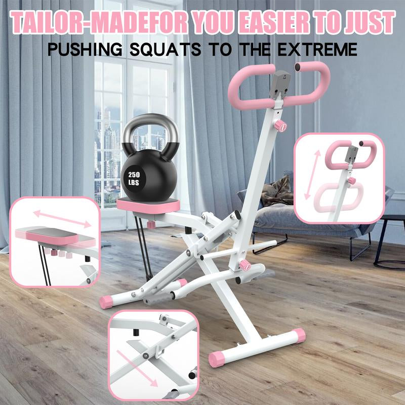 Ultimate Home Squat Machine with Adjustable Resistance Bands - Foldable 330LBS Rodeocore Exercise Machine for Glutes, Thighs & Core - Perfect!