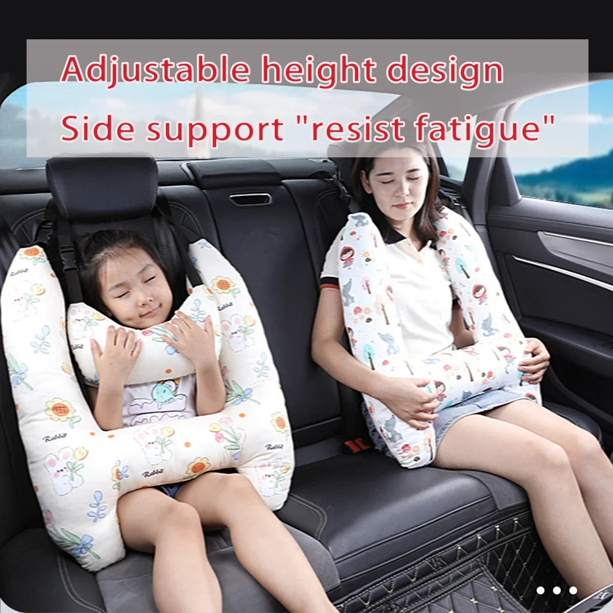 Car Seat Safety Neck Pillow Cute Kid and Adult Car Sleeping Neck Head Support H-Shape Travel Pillow Cushion Child Women Tools