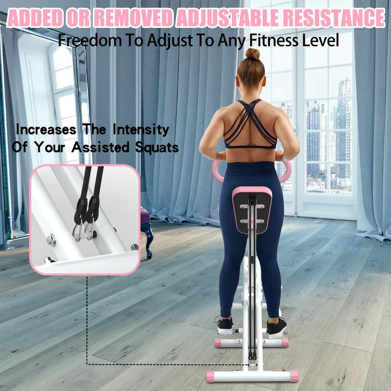 Ultimate Home Squat Machine with Adjustable Resistance Bands - Foldable 330LBS Rodeocore Exercise Machine for Glutes, Thighs & Core - Perfect!